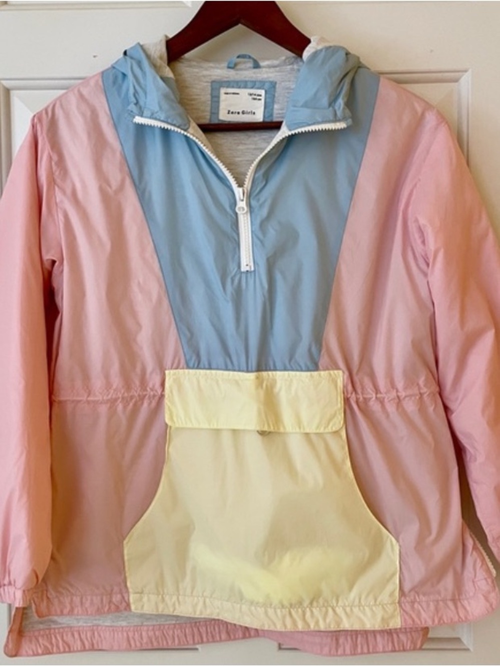 Zara Kids Colorblock Anorak Pullover Jacket - Pink/Blue/Yellow
